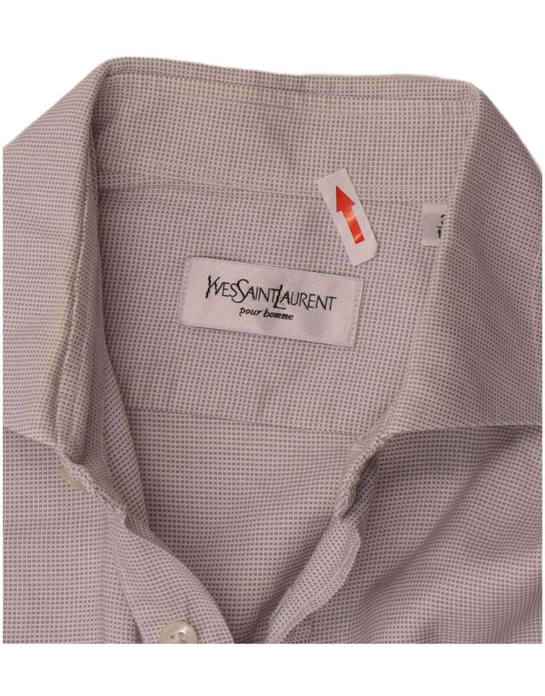 Yves Saint Laurent Camisa formal para hombre Talla 39 15 1/2 Cuadro gris medio