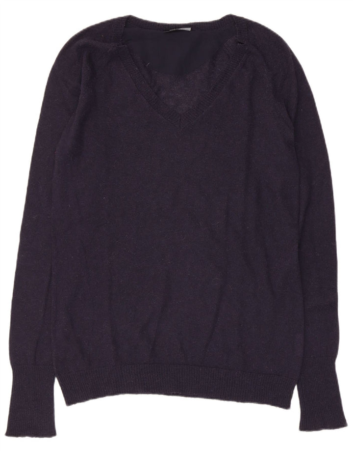 Max & Co. Suéter tipo jersey con cuello en V para mujer UK 10 Small Azul marino