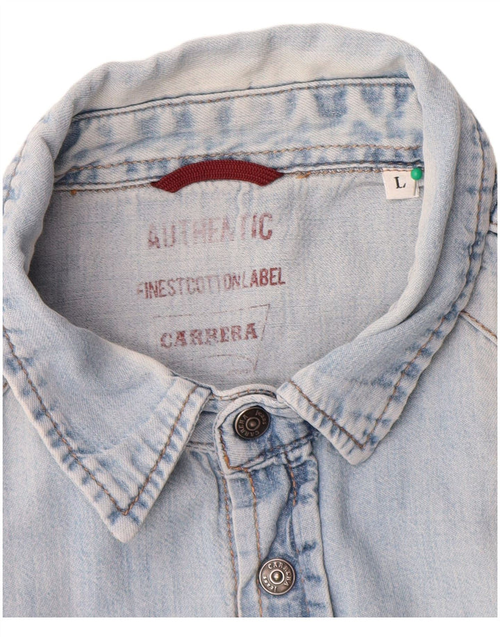 Camisa vaquera Carrera para hombre de algodón azul grande