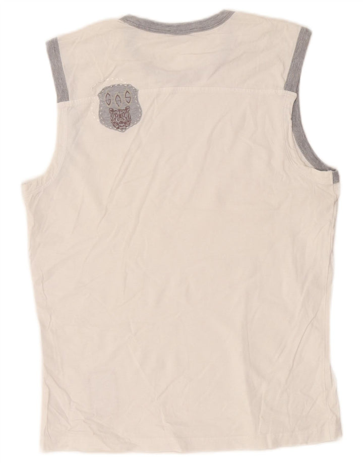 Gas Hombre Camiseta Sin Mangas Grande Color Blanco