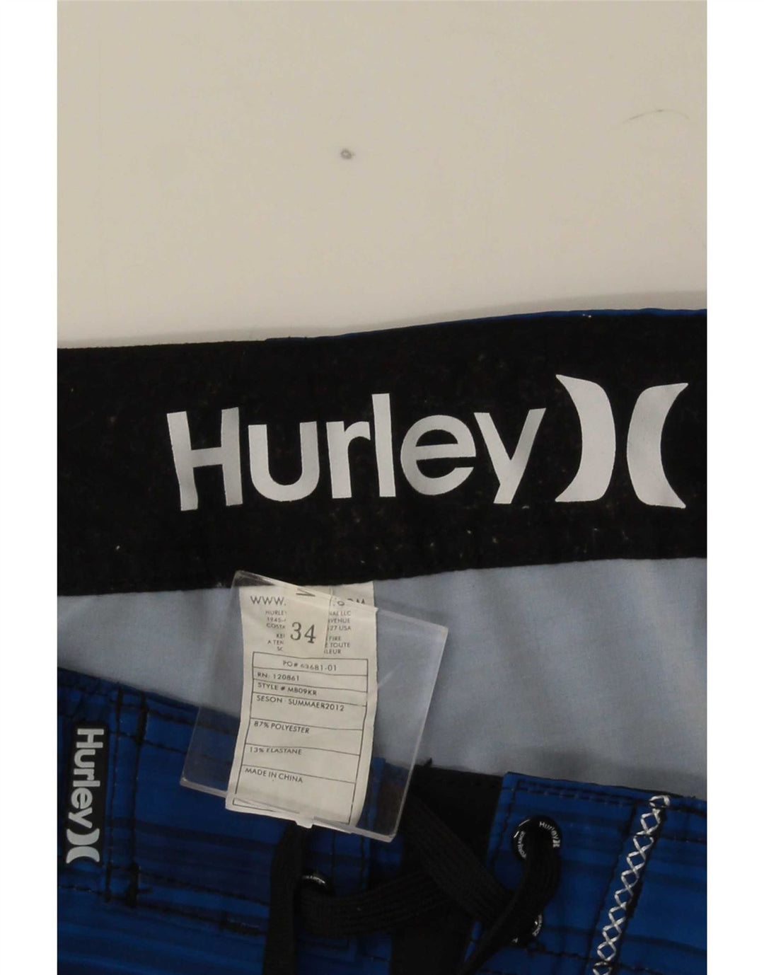 Hurley Bañador Corto Hombre Poliéster A Rayas Azul Grande