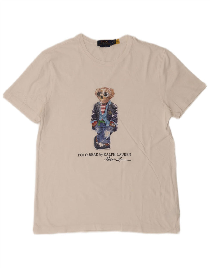 POLO RALPH LAUREN Camiseta gráfica ajustada para hombre Top Algodón blanco mediano