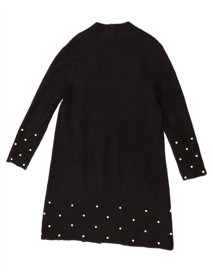 Zara Mujer Longline Open Cardigan Suéter UK 10 Small Negro