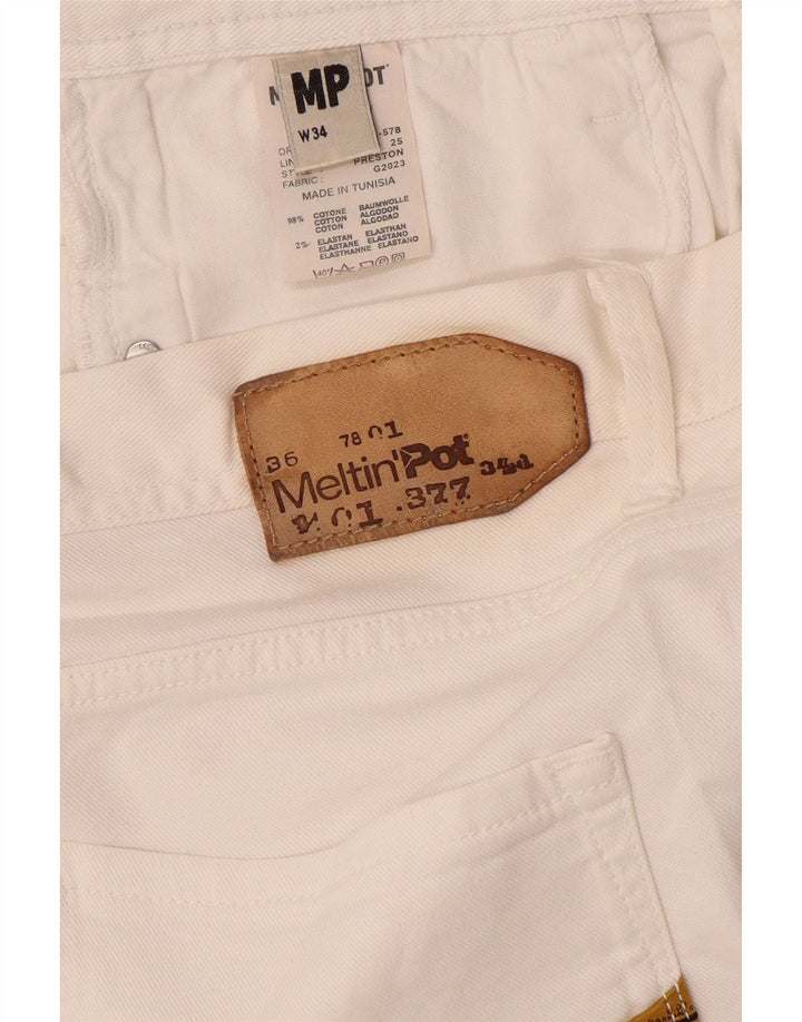 Meltin' Pot Pantalones cortos de mezclilla para hombre W34 Algodón blanco grande