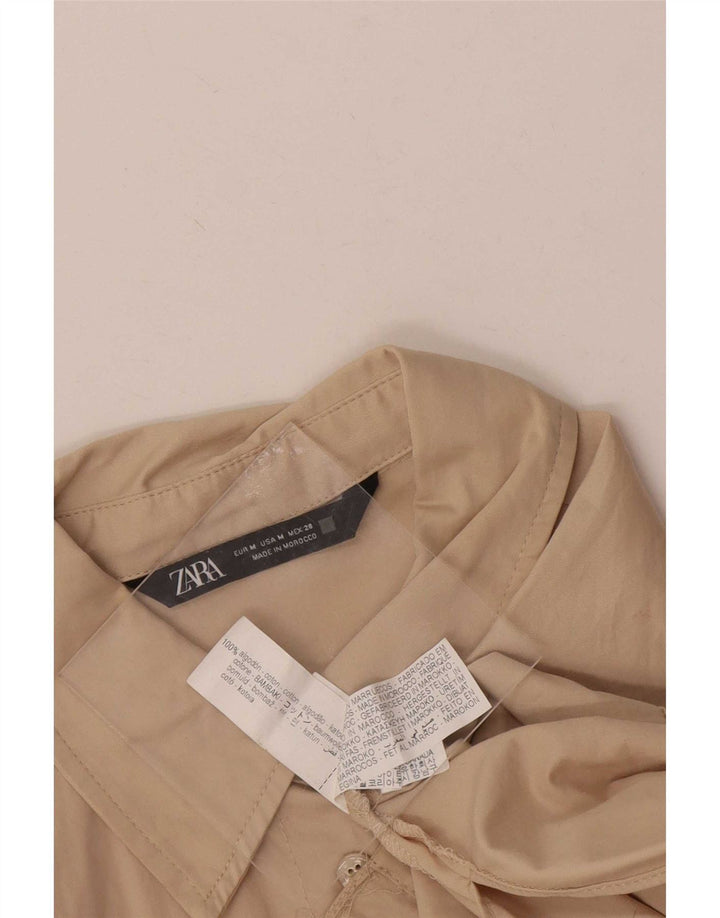 Zara Mujer Camisa UK 44 Algodón Beige Medio
