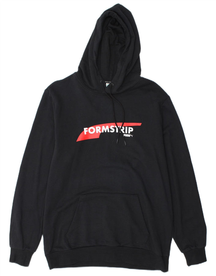 PUMA Sudadera con capucha gráfica para hombre, talla grande, color negro