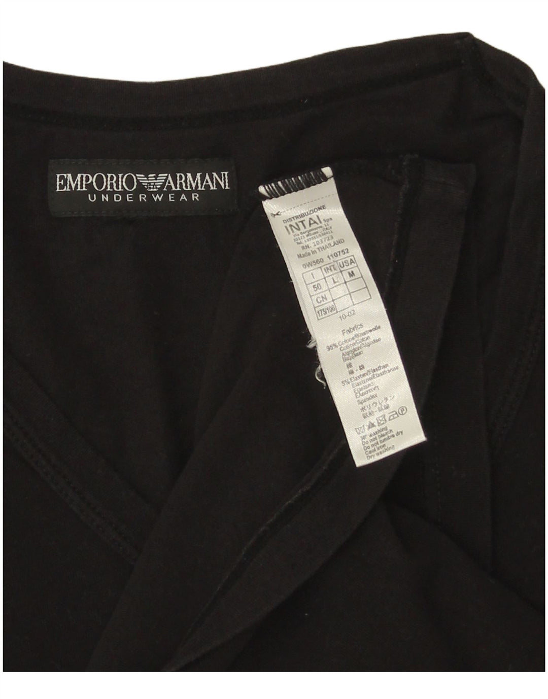 Emporio Armani Hombre Camiseta Top Medium Negro Algodón
