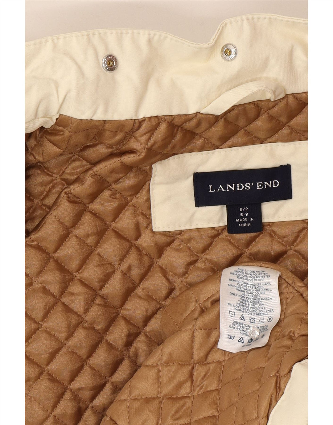 Lands End Chaqueta cortavientos extragrande para mujer UK 10 Small Off White Nylon
