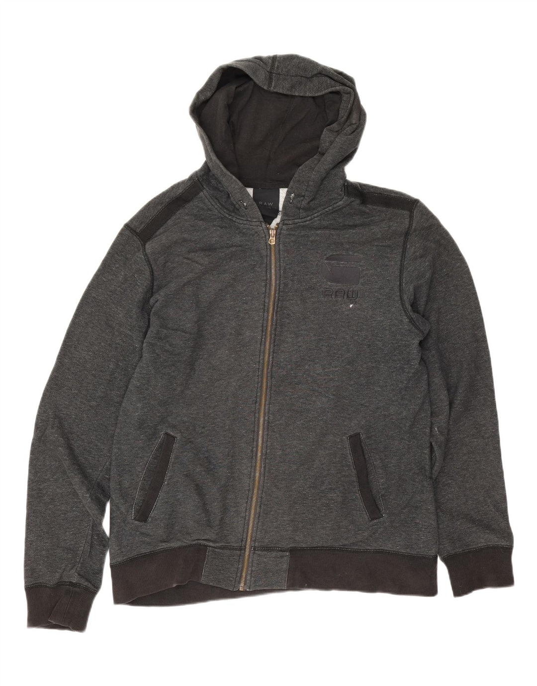 G-Star Hombre Sudadera con capucha y cremallera de algodón moteado en gris medio