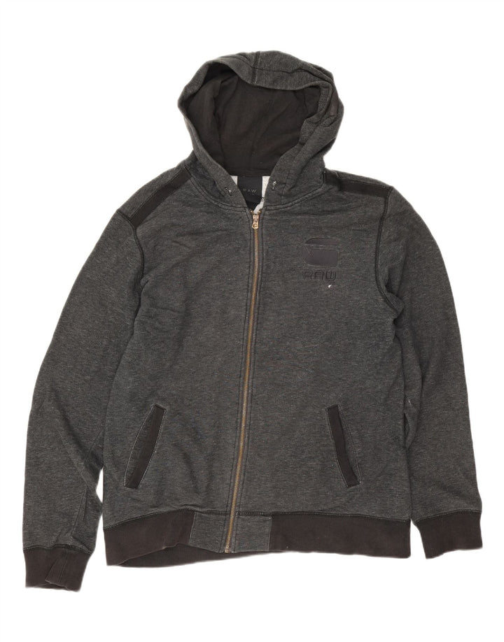 G-Star Hombre Sudadera con capucha y cremallera de algodón moteado en gris medio