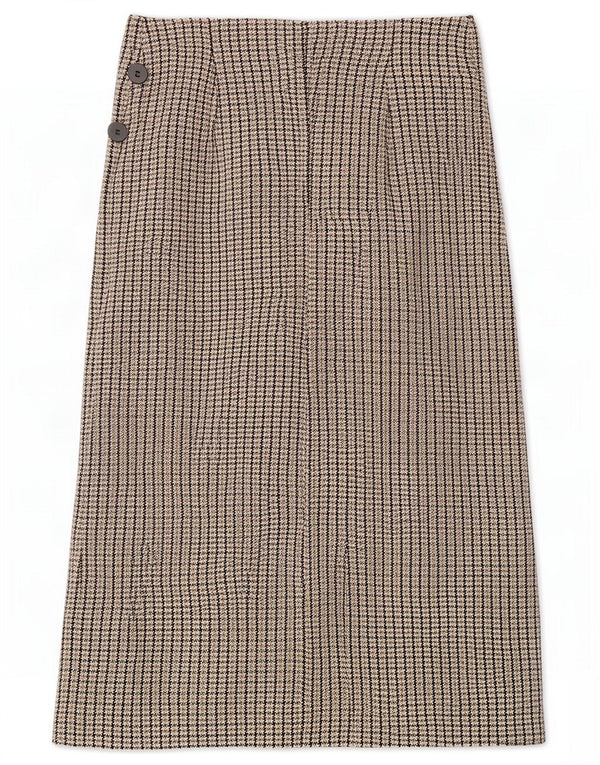 Zara Mujer Falda Cruzada Grande W30 Cuadros Marrón
