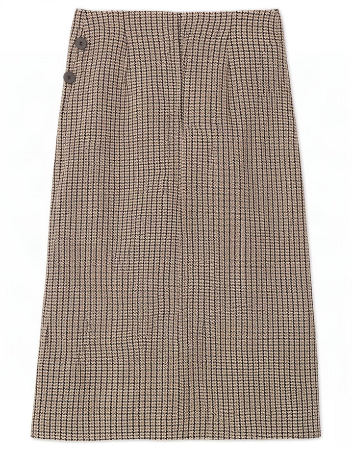 Zara Mujer Falda Cruzada Grande W30 Cuadros Marrón