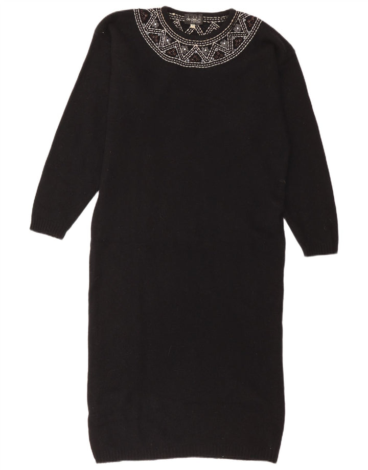 Vestido tipo jersey para mujer De Pietri IT 46 Large Lana floral negra