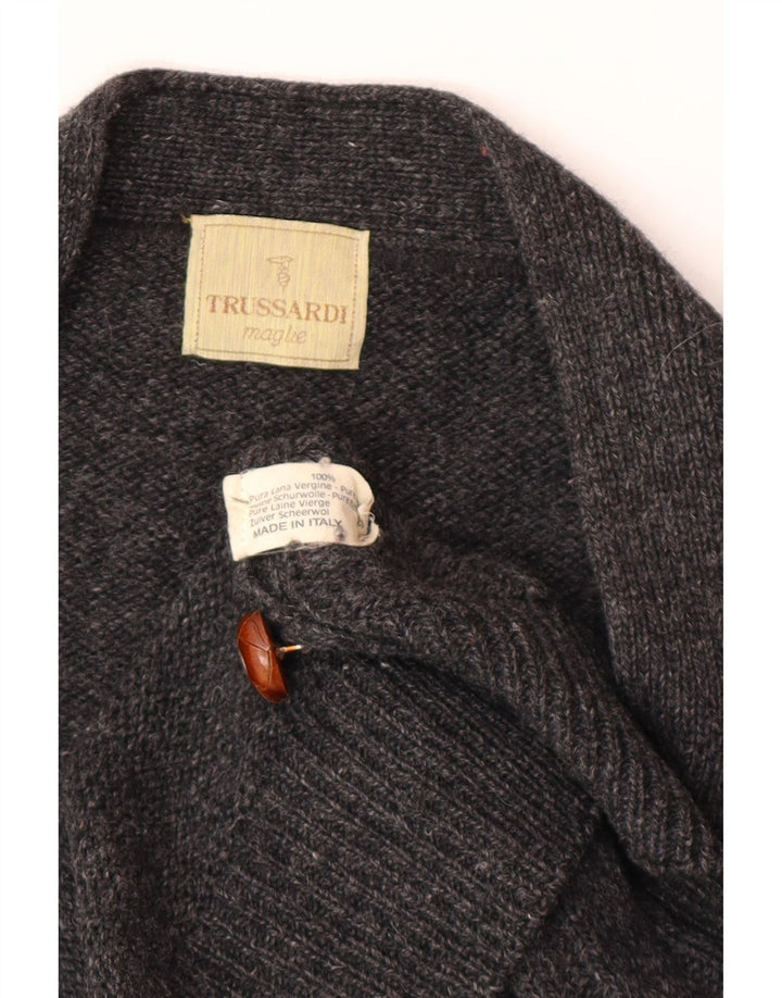 Cárdigan Trussardi Hombre De Lana Gris Grande