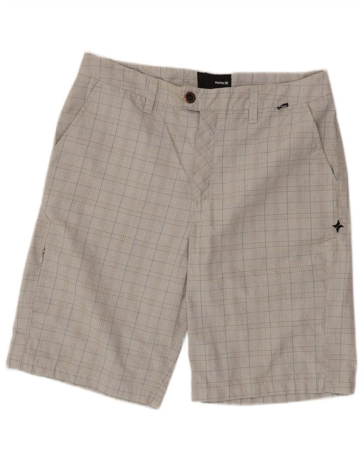HURLEY Pantalones cortos cargo para hombre W32 Poliéster a cuadros gris medio