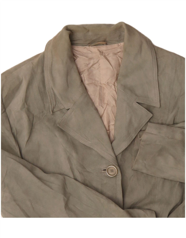 Pollini Chaqueta Blazer de Ante con 3 Botones para Mujer UK 40 Verde Medio