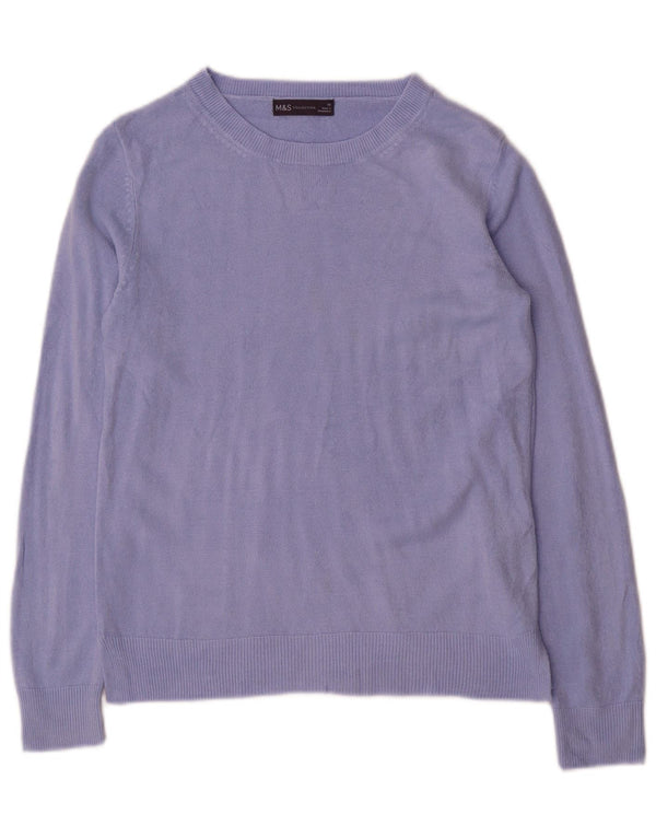 Marks & Spencer Suéter con Cuello Barco para Mujer UK 10 Small Púrpura Acrílico