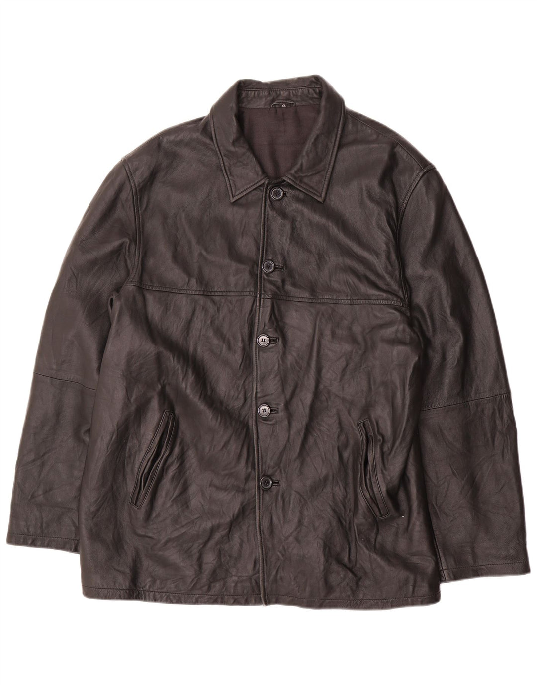 VINTAGE Chaqueta de cuero para hombre Reino Unido 42 XL Cuero negro