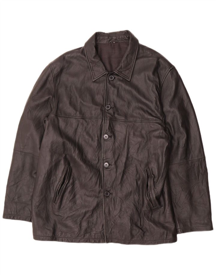 VINTAGE Chaqueta de cuero para hombre Reino Unido 42 XL Cuero negro
