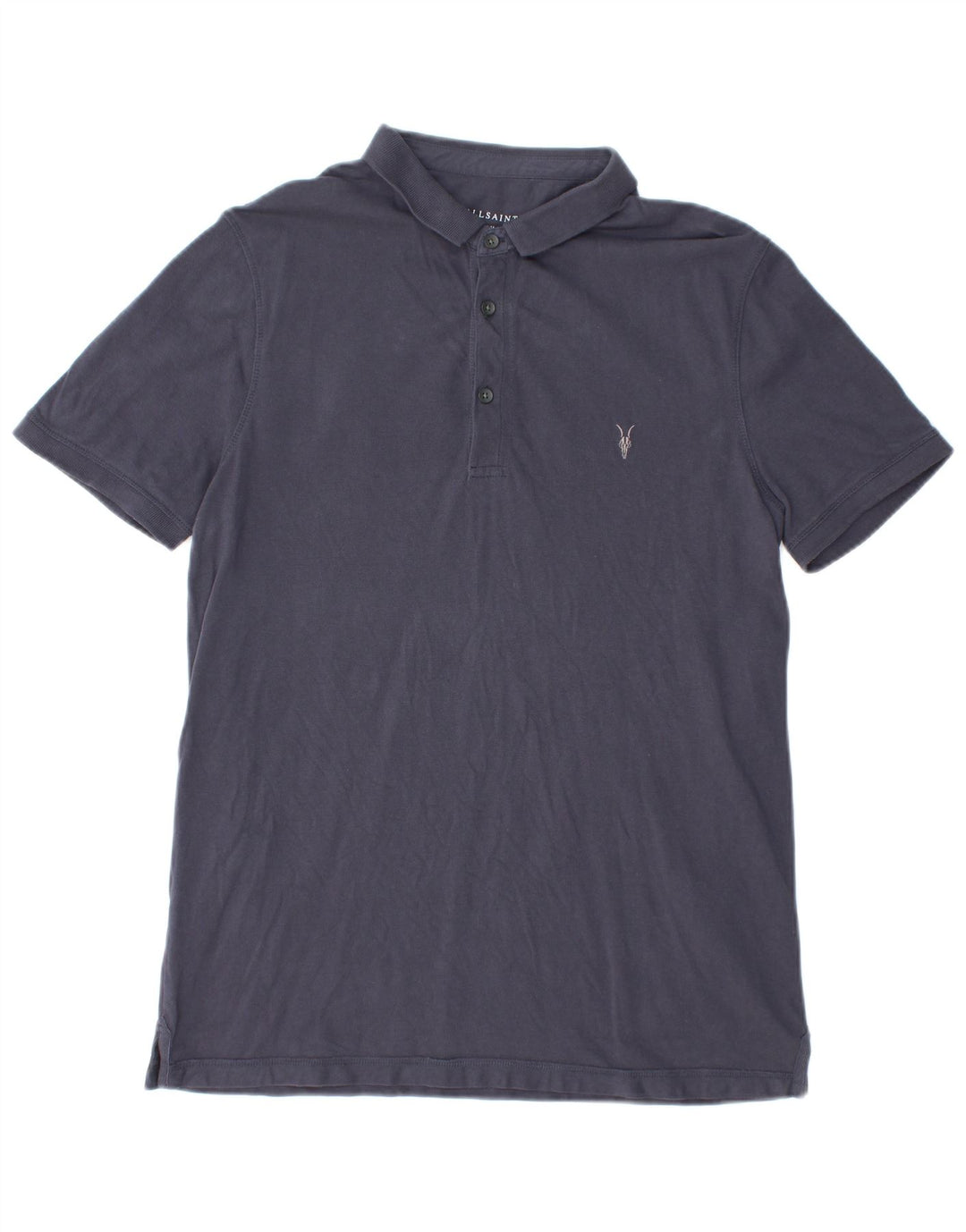 ALL SAINTS Polo para hombre grande azul marino algodón