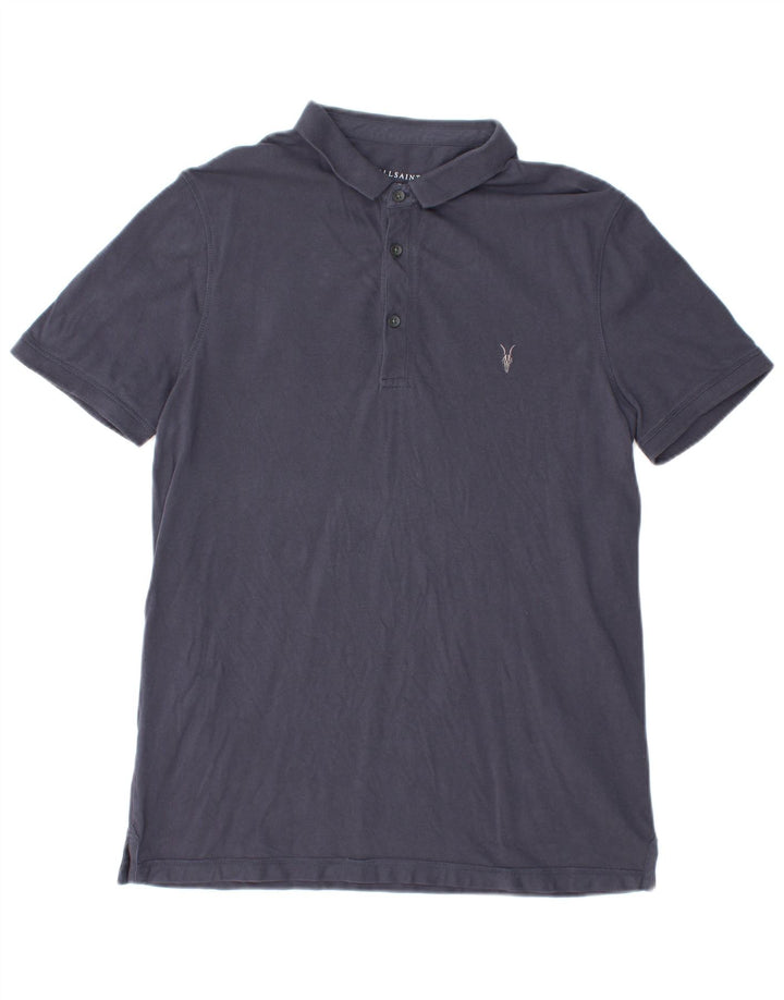 ALL SAINTS Polo para hombre grande azul marino algodón