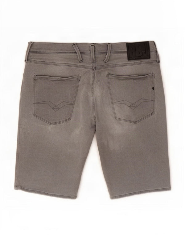 Replay Mens Anbass Denim Shorts W32 Medium Grey Cotton