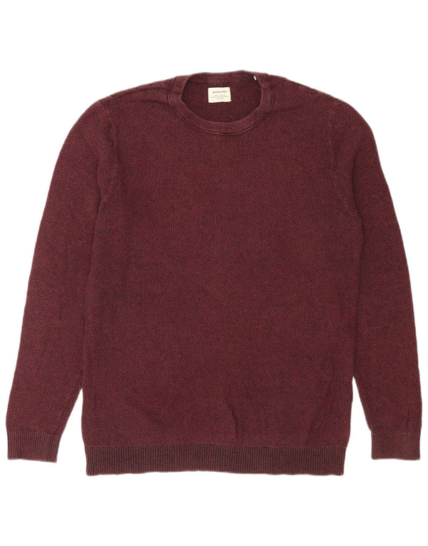 Jack & Jones Hombre Crew Neck Jumper Sweater Large Borgoña Algodón