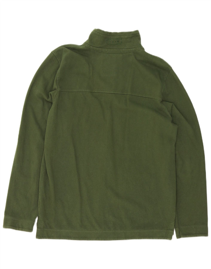 Crew Clothing - Sudadera con cuello y cremallera para hombre, color verde medio, algodón