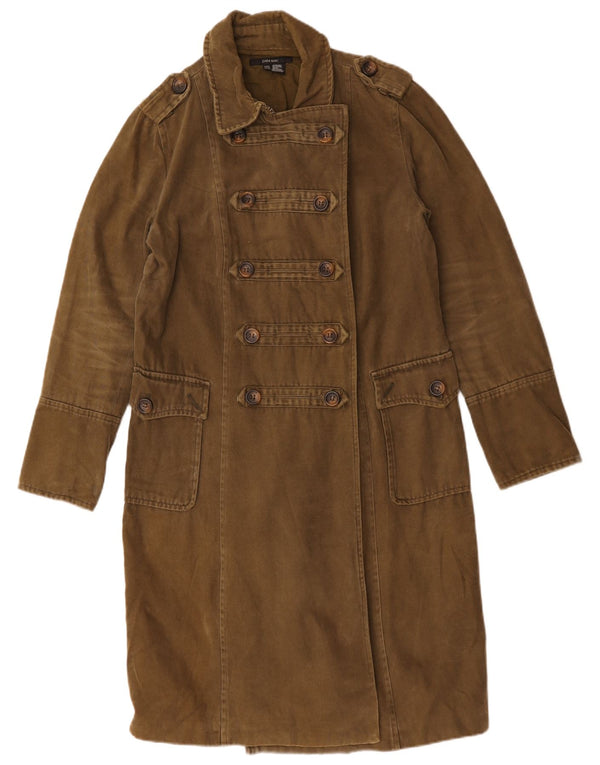 Zara Mujer Abrigo Militar De Doble Botonadura UK 40 XL Algodón Marrón