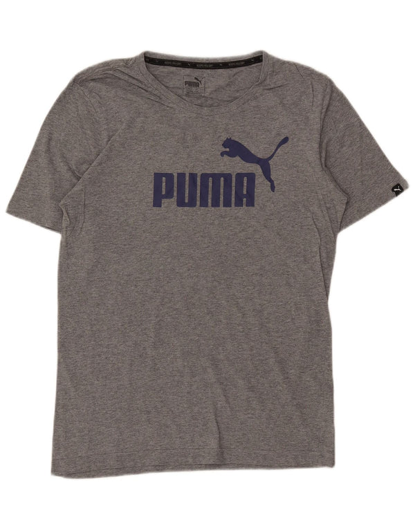 Puma Mens Graphic T-Shirt Top Small Grey Flecked Cotton