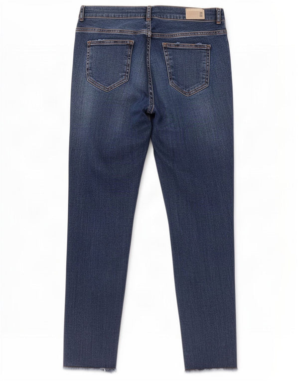 Zara Womens Z1975 Crop Skinny Jeans EU 38 Small W28 L26 Blue Spotted