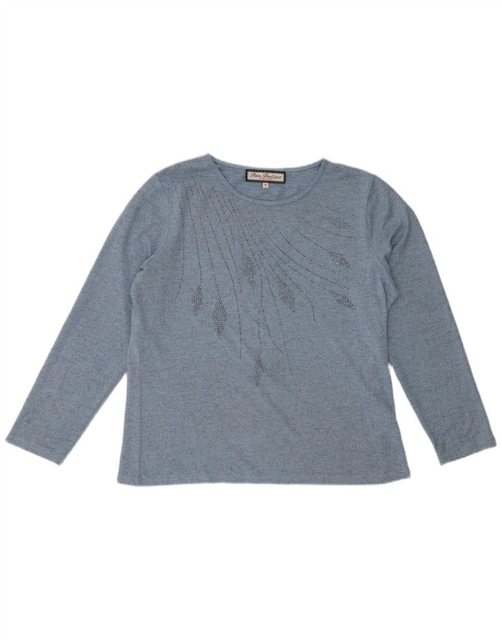 Paco Boutique Top Mujer Manga Larga ES 44 Poliéster Floral Azul Medio
