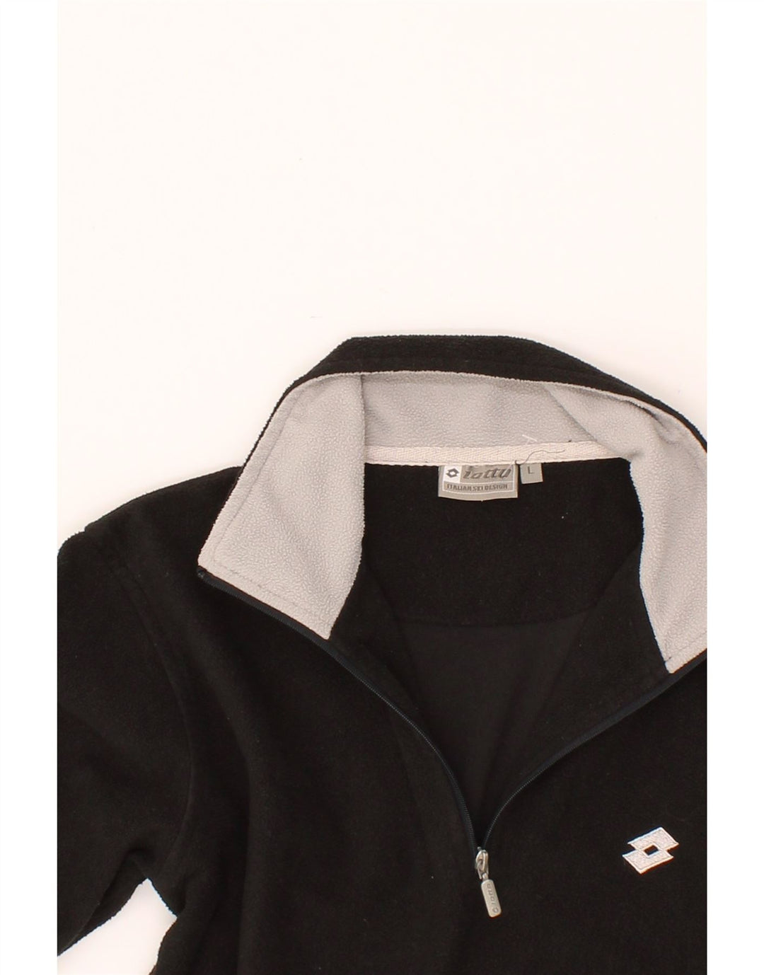 LOTTO Womens Zip Neck Fleece Jumper UK 14 Large Black Polyester Vintage Lotto and Second-Hand Lotto from Messina Hembry 