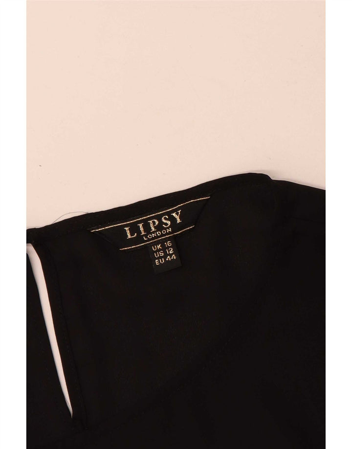 Lipsy Blusa de manga larga para mujer UK 46 Large Poliéster negro