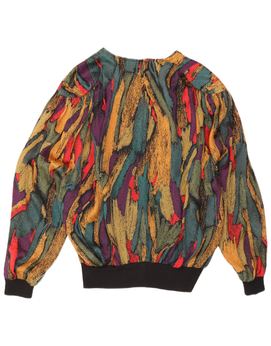 Vintage mujer patrón abstracto blusa Top Reino Unido 14 grande multicolor