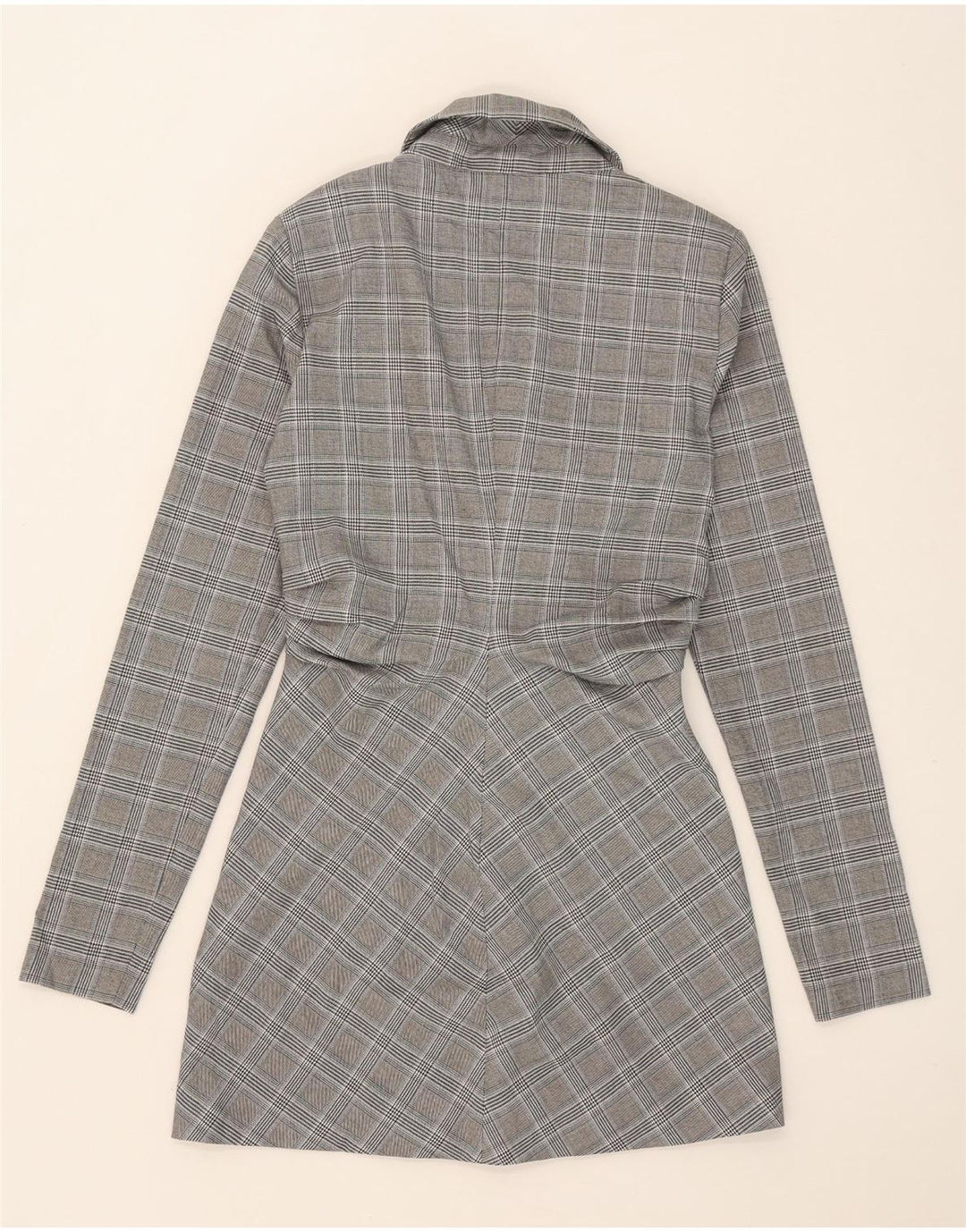 ZARA Mujer Abrigo Cruzado UK 6 XS Gris Pata De Gallo