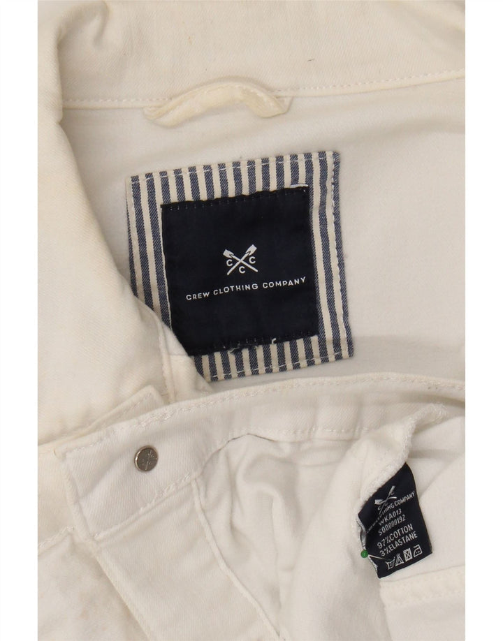 CREW CLOTHING Chaqueta vaquera corta para mujer UK 14 Algodón blanco mediano