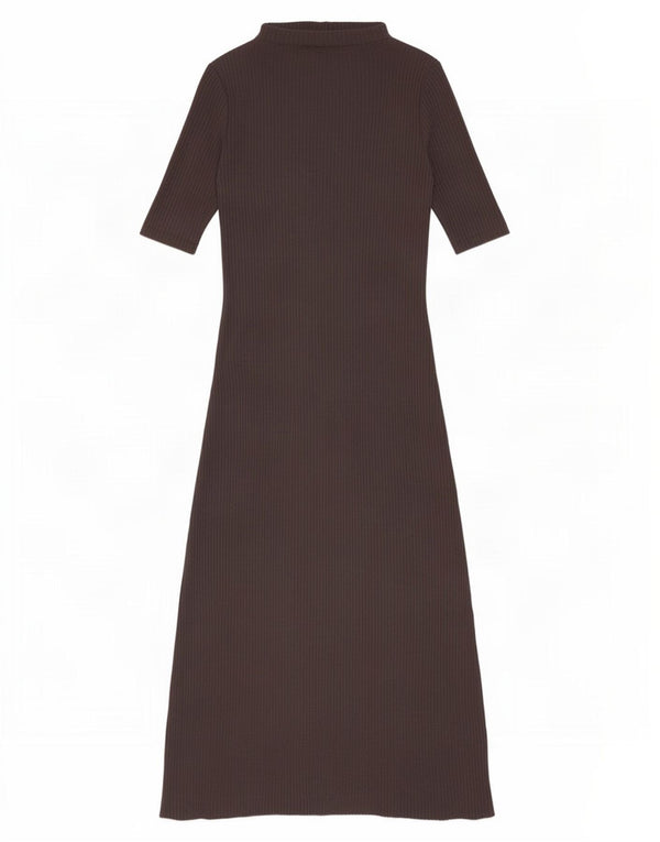 Zara Mujer Vestido Jersey De Manga Corta UK 8 Small Gris Algodón