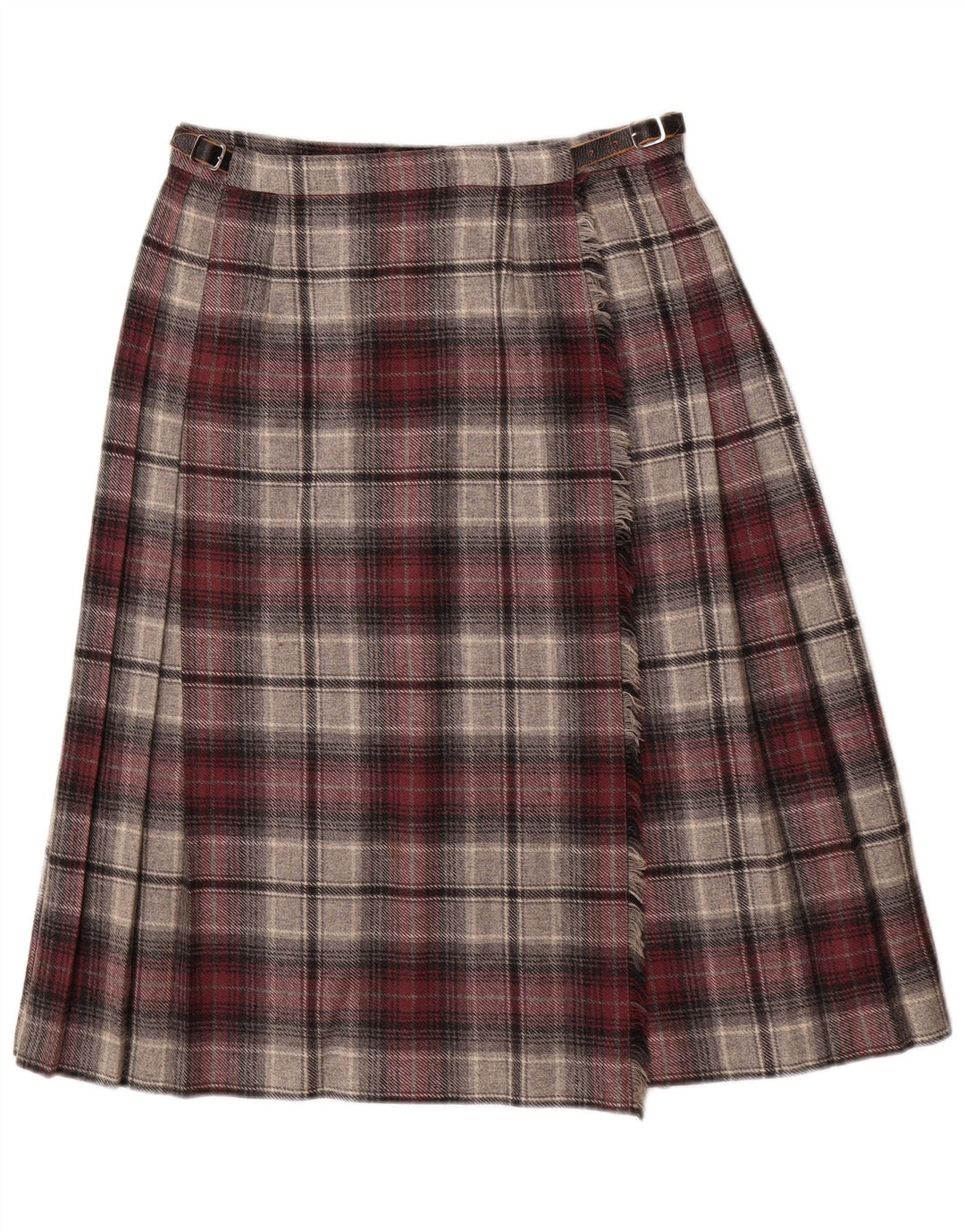 Deerstalker Falda cruzada plisada para mujer W28 Lana a cuadros roja mediana