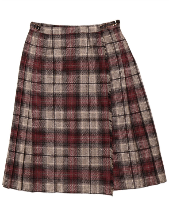Deerstalker Falda cruzada plisada para mujer W28 Lana a cuadros roja mediana