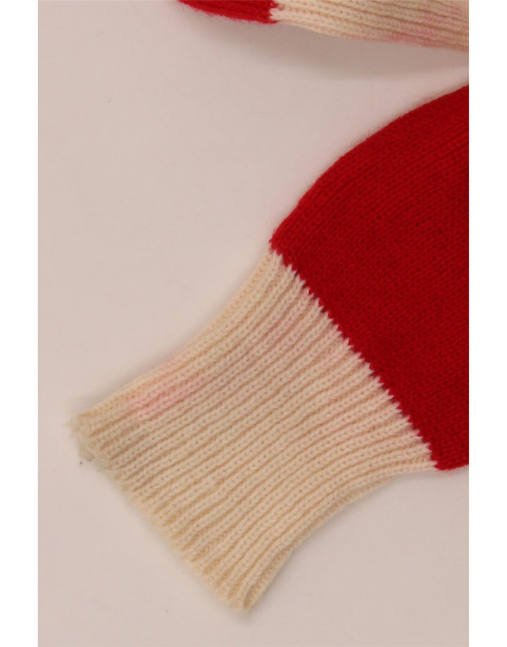 VINTAGE Jersey de cuello polo para mujer IT 48 XL Rojo Colorblock Acrílico