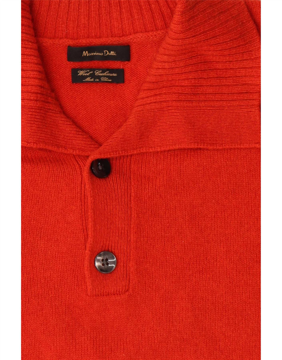 Massimo Dutti Jersey De Cuello Con Botones Para Hombre Large Lana Naranja