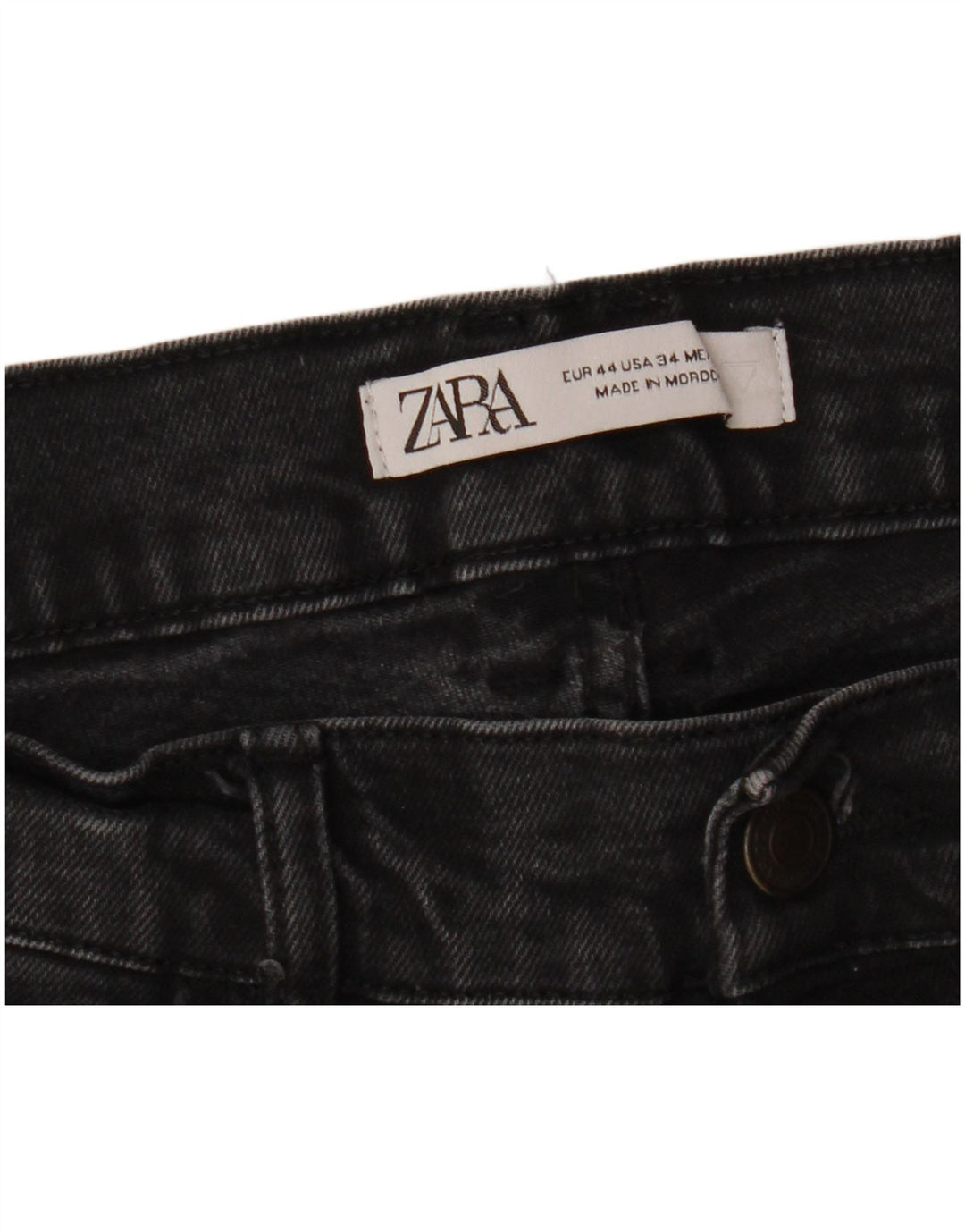 ZARA Vaqueros pitillo para hombre EU 44 Large W34 L30 Negro