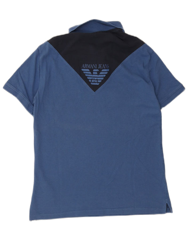 Armani Jeans Polo gráfico para hombre XL Algodón color block azul