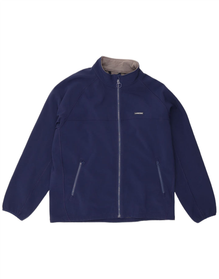Lands End Mens Chándal Top Chaqueta Grande Azul Marino Poliéster