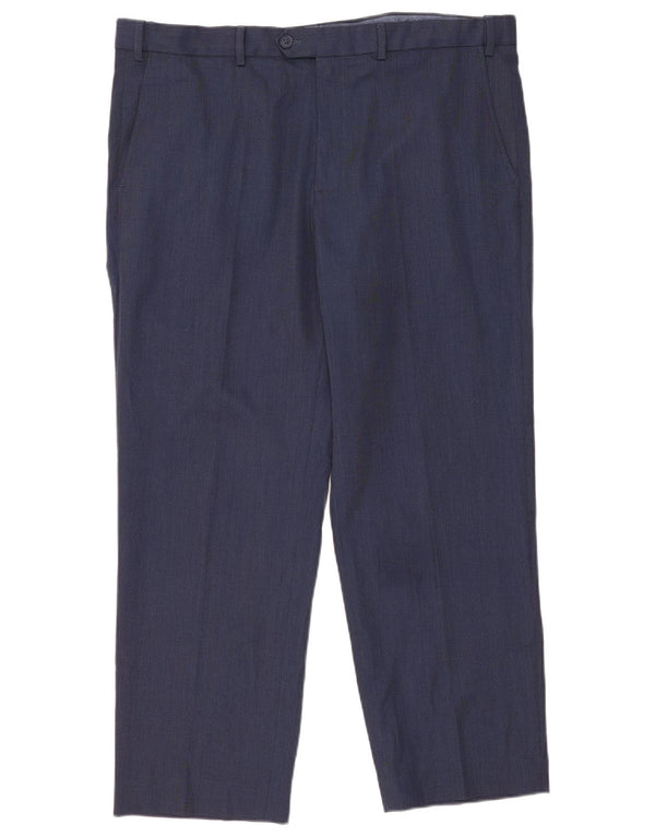 Marks & Spencer Pantalón de traje recto para hombre W40 L29 Poliéster azul marino