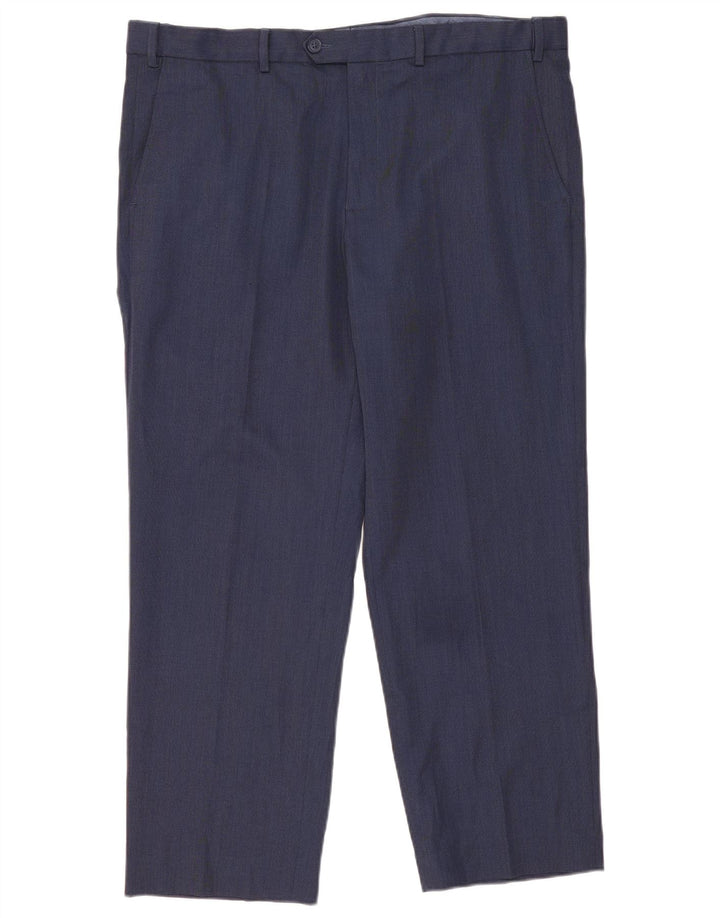 Marks & Spencer Pantalón de traje recto para hombre W40 L29 Poliéster azul marino