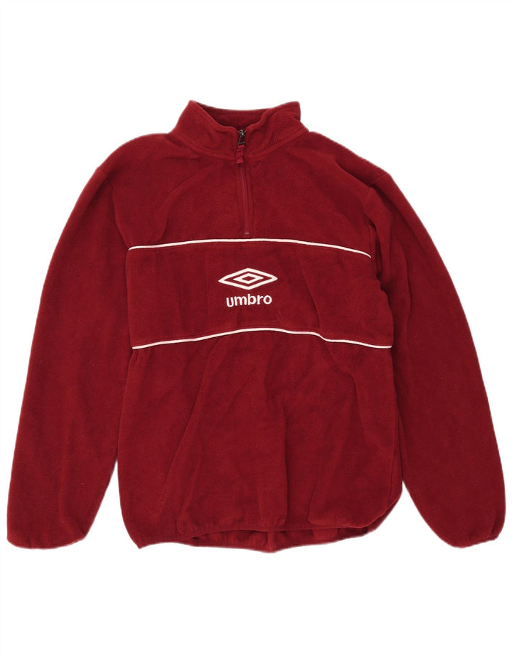 UMBRO Jersey de forro polar con cuello con cremallera y gráfico para hombre Poliéster granate medio