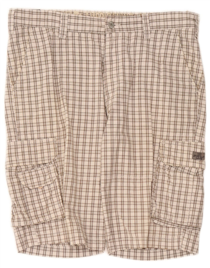 Pantalones cortos tipo cargo Americanino para hombre W34 Large Beige Check