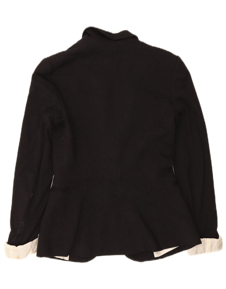 Zara Mujer Chaqueta Blazer De 1 Botón UK 6 XS Viscosa Negra